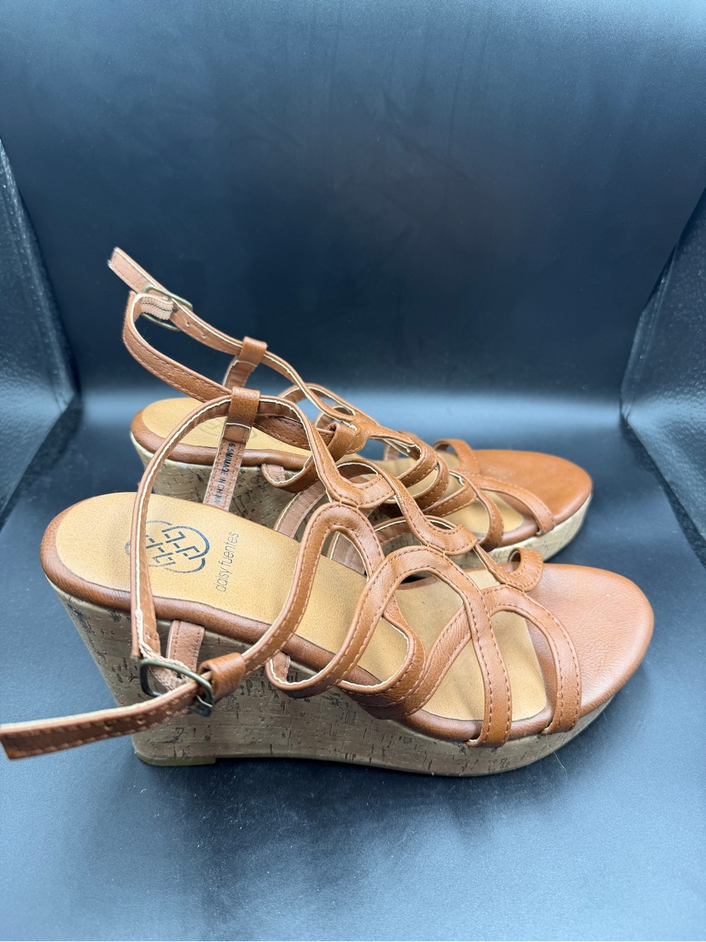 Daisy Fuentes Women's Tan Cork Wedge Sandals